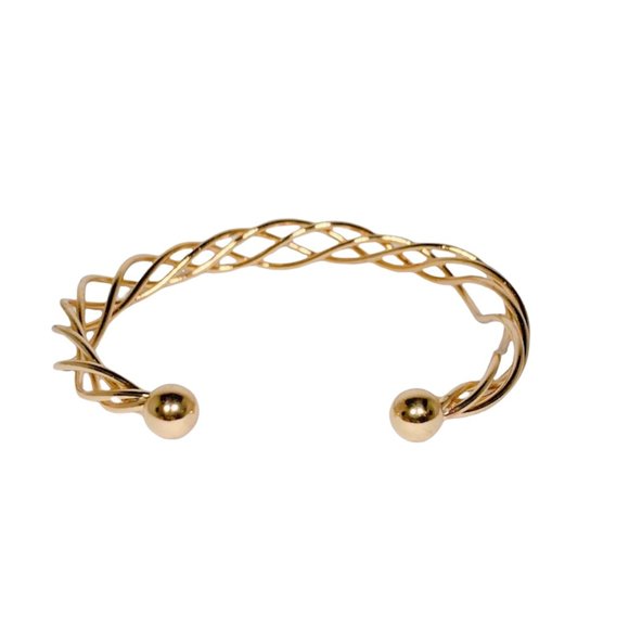 Gold Twisted Open Cuff Bracelet - Picture 3 of 4